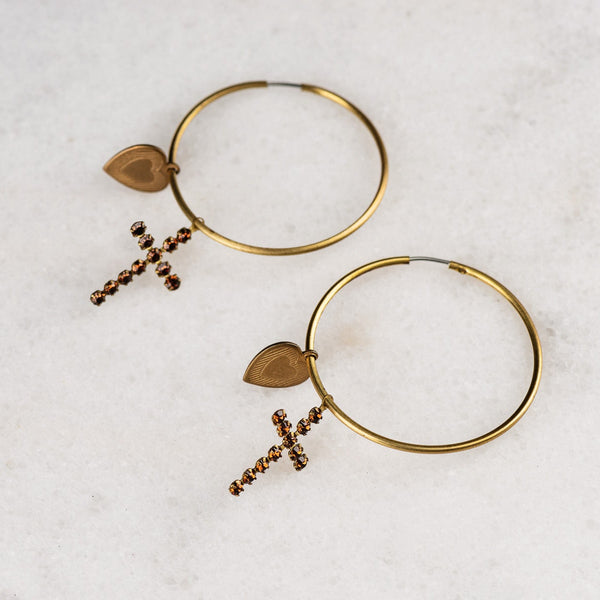 Hoop Earrings | Cross and Heart Earrings | Vintage handmade Jewellery