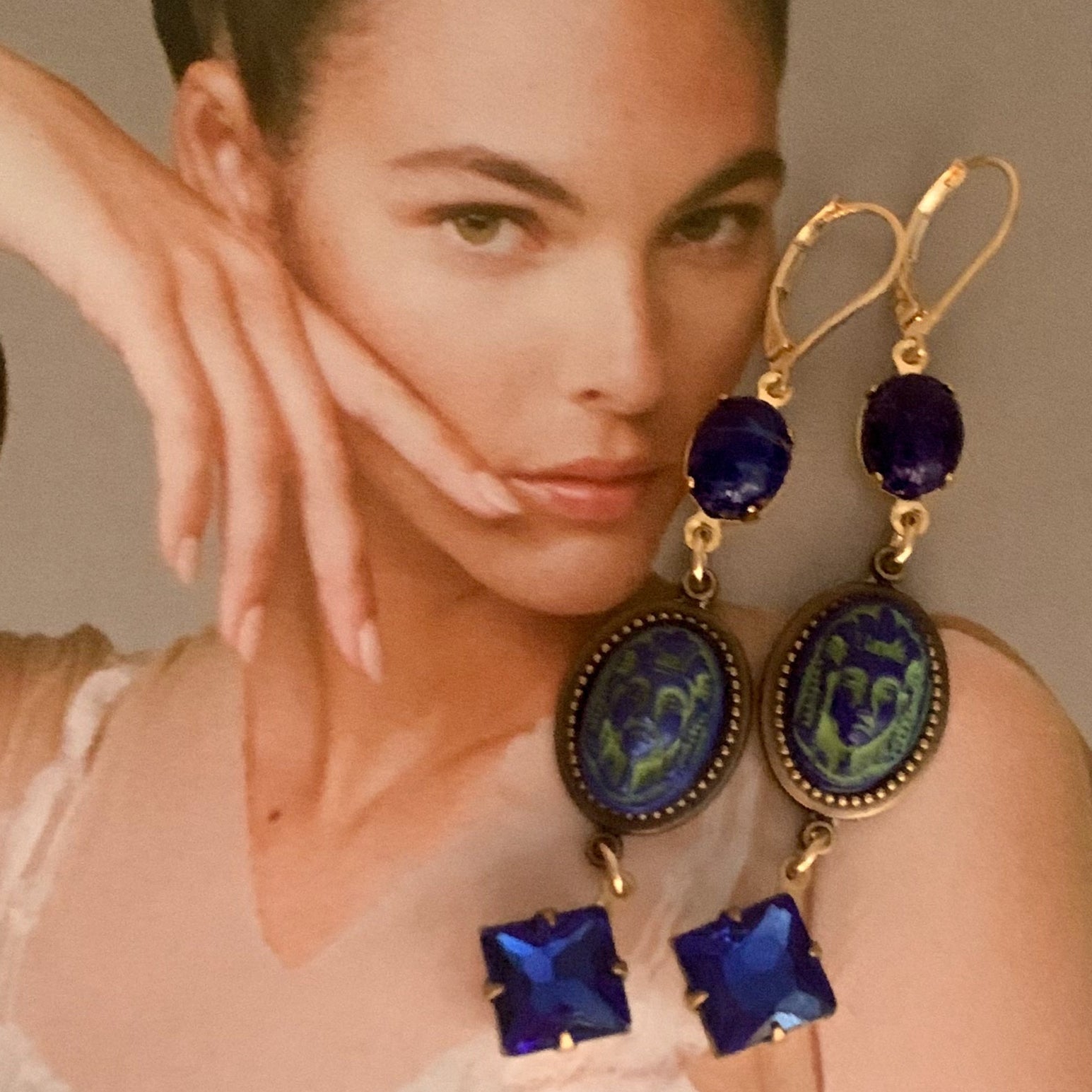 1950’s Vintage Cameo | Egyptian Revival | Blue Lapis | Boho Chic Style | Hand Made in Australia 