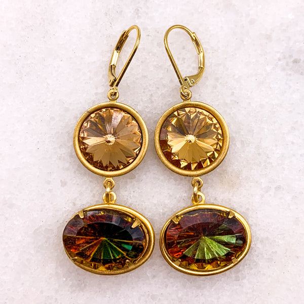 Topaz Cut Crystal | Gold filled | Handmade in Australia | 
Statement Earrings