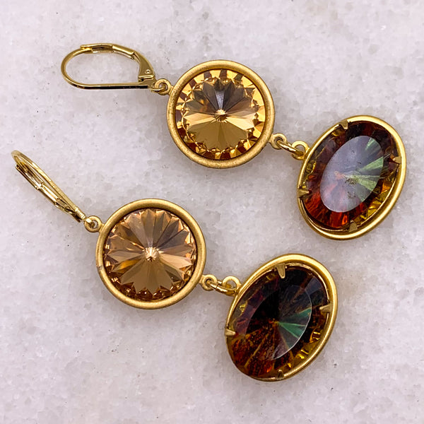 Topaz Cut Crystal | Gold filled | Handmade in Australia | 
Statement Earrings