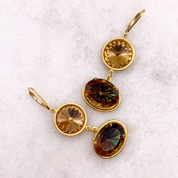 Topaz Cut Crystal | Gold filled | Handmade in Australia | 
Statement Earrings