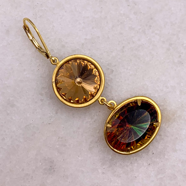 Topaz Cut Crystal | Gold filled | Handmade in Australia | 
Statement Earrings