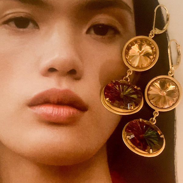 Topaz Cut Crystal | Gold filled | Handmade in Australia | 
Statement Earrings