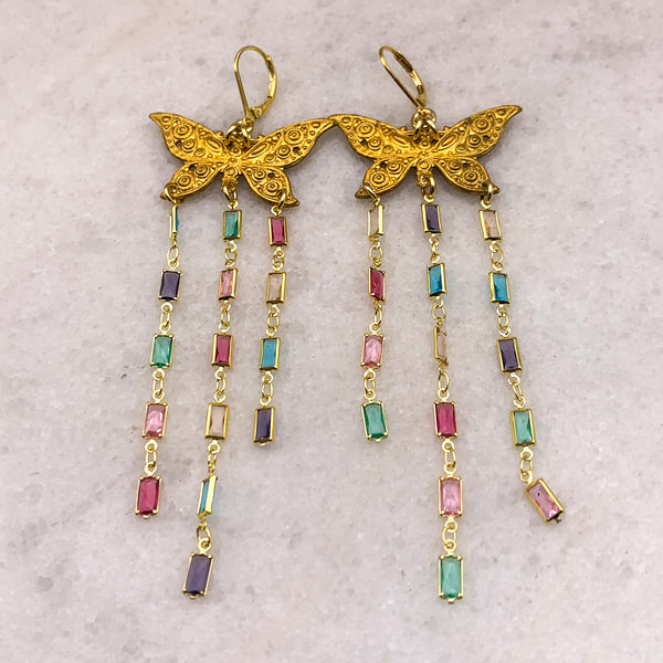 Butterfly Earrings | Long Crystal lengths | Handmade in Australia