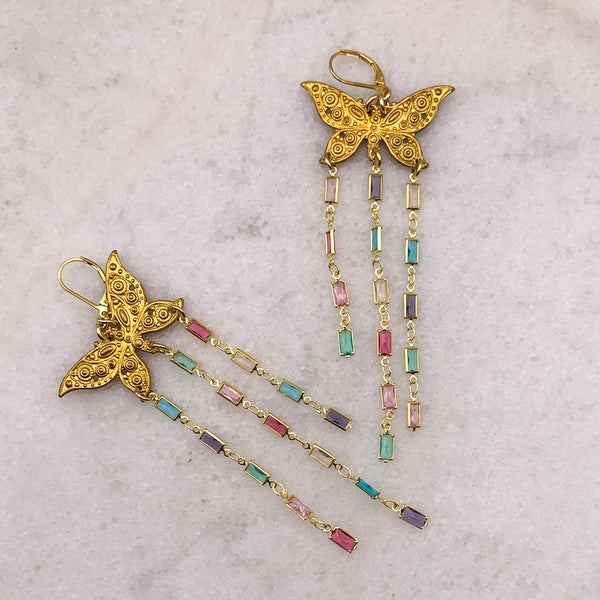Butterfly Earrings | Long Crystal lengths | Handmade in Australia