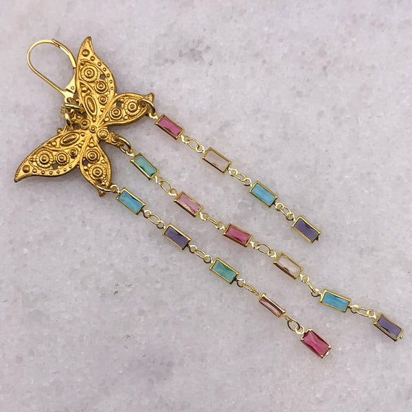 Butterfly Earrings | Long Crystal lengths | Handmade in Australia
