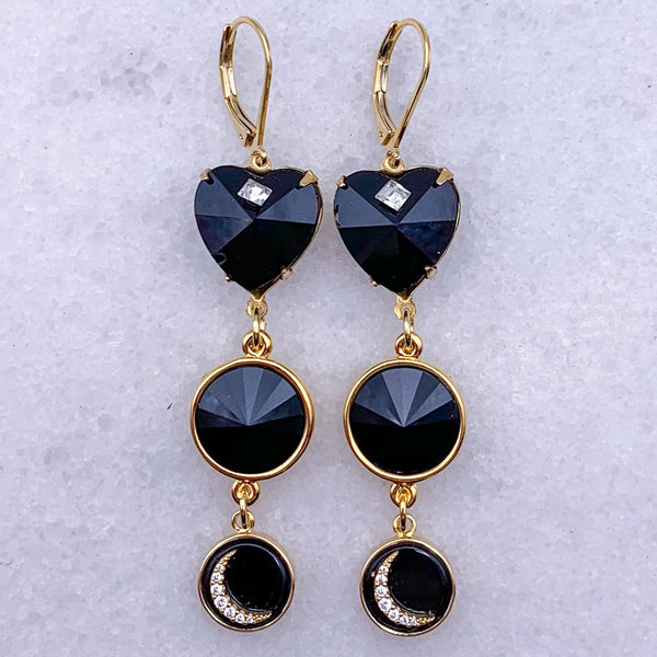 French Jet | Art Deco Crescent Moon | Handmade in Australia