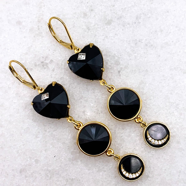 French Jet | Art Deco Crescent Moon | Handmade in Australia
