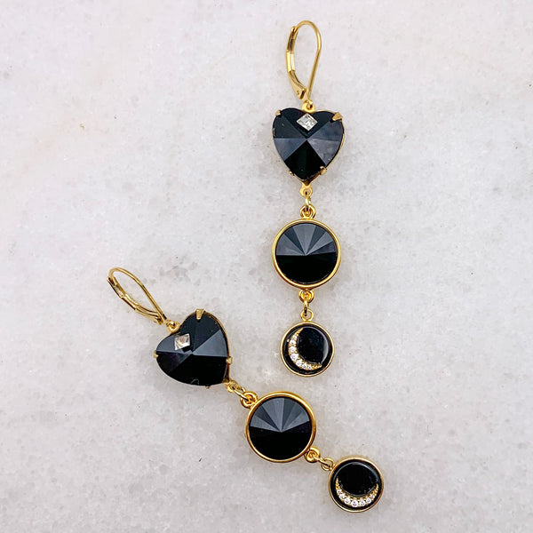 French Jet | Art Deco Crescent Moon | Handmade in Australia