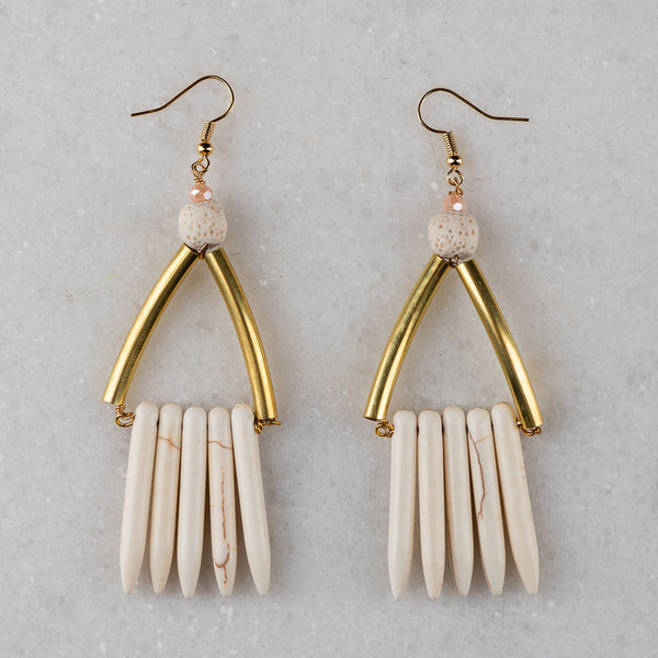 White Earrings | Vintage Jewellery | Boho Earrings | Artisan Jewellery