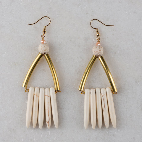 White Earrings | Vintage Jewellery | Boho Earrings | Artisan Jewellery