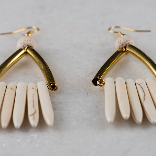 White Earrings | Vintage Jewellery | Boho Earrings | Artisan Jewellery