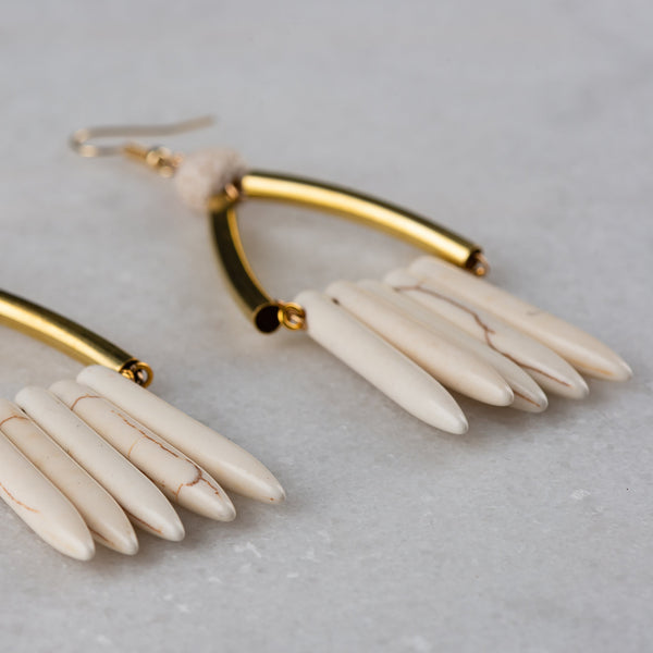 White Earrings | Vintage Jewellery | Boho Earrings | Artisan Jewellery