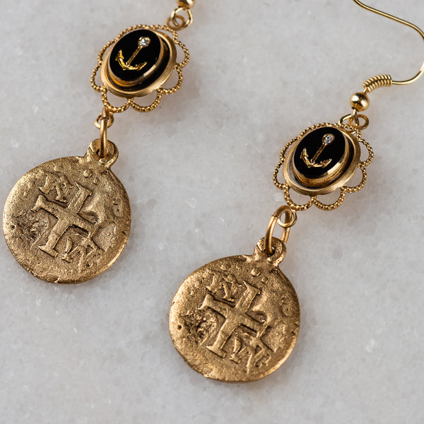 Gold Medallion Earrings | Vintage Upcycled Jewellery | Bohemian Style