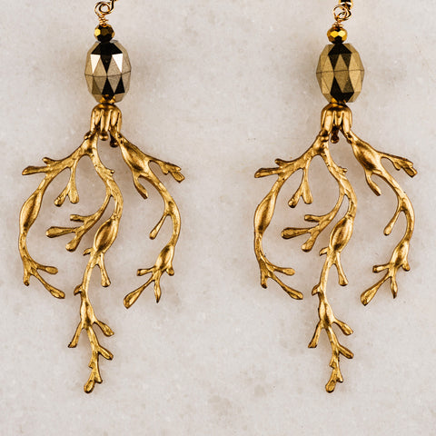 Gold Leaf Earrings | Vintage French | Handmade in Australia