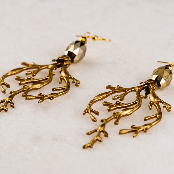 Gold Leaf Earrings | Vintage French | Handmade in Australia