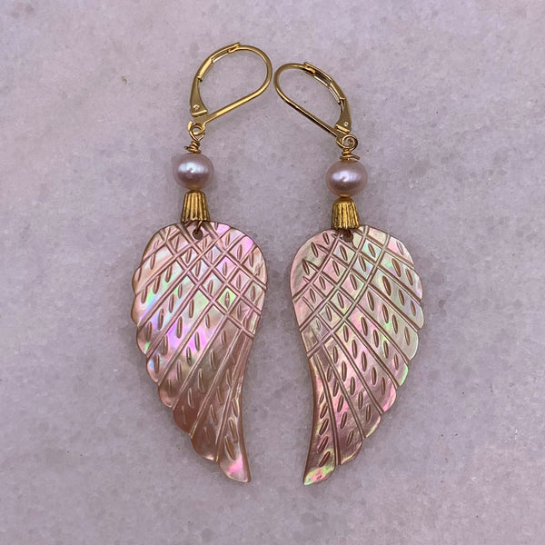 Angel Wing Earrings | Mother of Pearl | Handmade in Australia