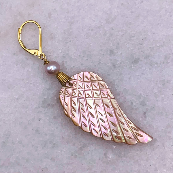 Angel Wing Earrings | Mother of Pearl | Handmade in Australia