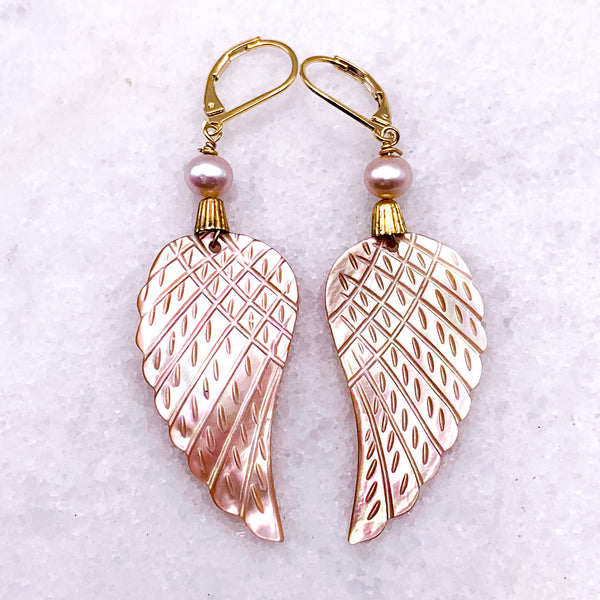 Angel Wing Earrings | Mother of Pearl | Handmade in Australia