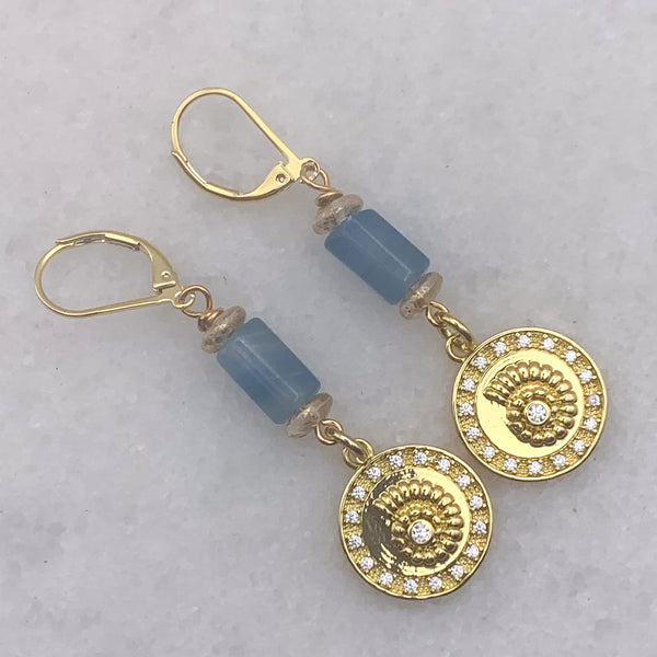 Blue Calcite | Ocean Charm | Conch Shell | Handmade in Australia