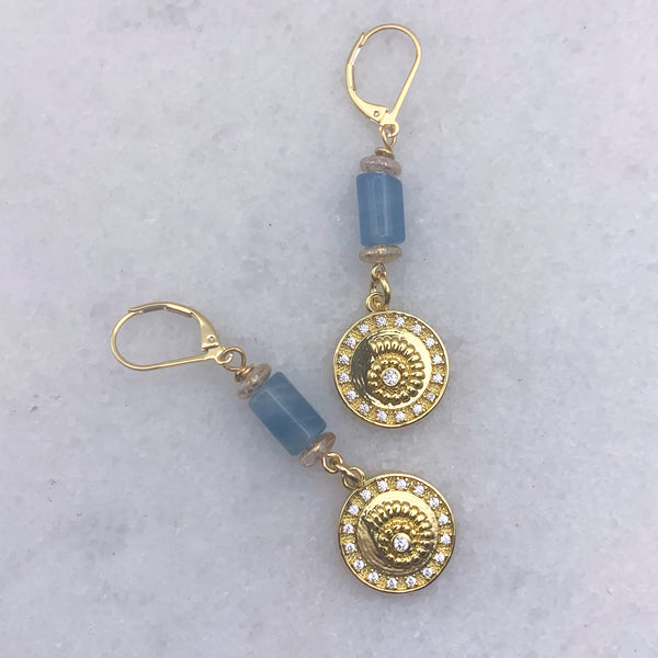 Blue Calcite | Ocean Charm | Conch Shell | Handmade in Australia