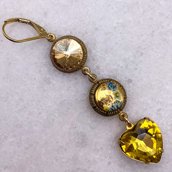Hand Painted Cameos | Long Drop Earrings | Topaz | Handmade in Australia