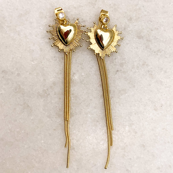 Sacred Heart | Tassel Earrings | Handmade in Australia | Gold