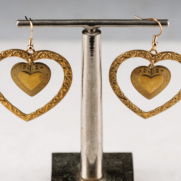 Heart Earrings | Vintage Jewellery | Handmade in Australia | Metal Work