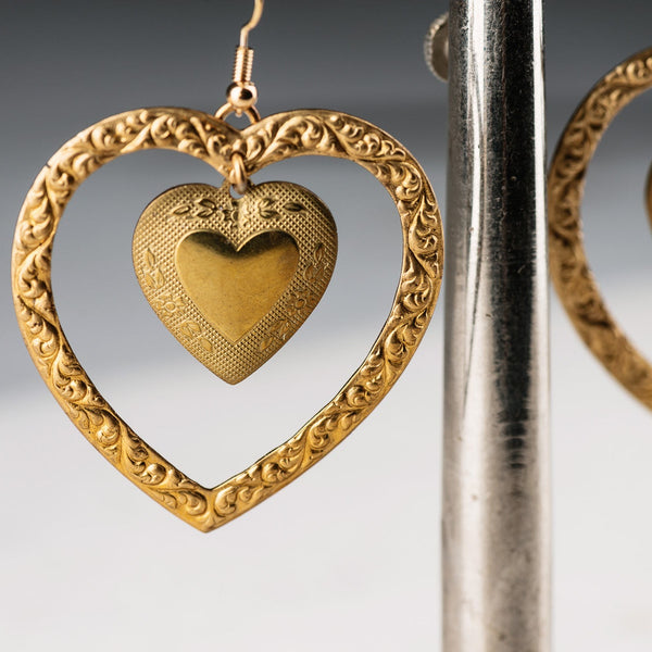 Heart Earrings | Vintage Jewellery | Handmade in Australia | Metal Work