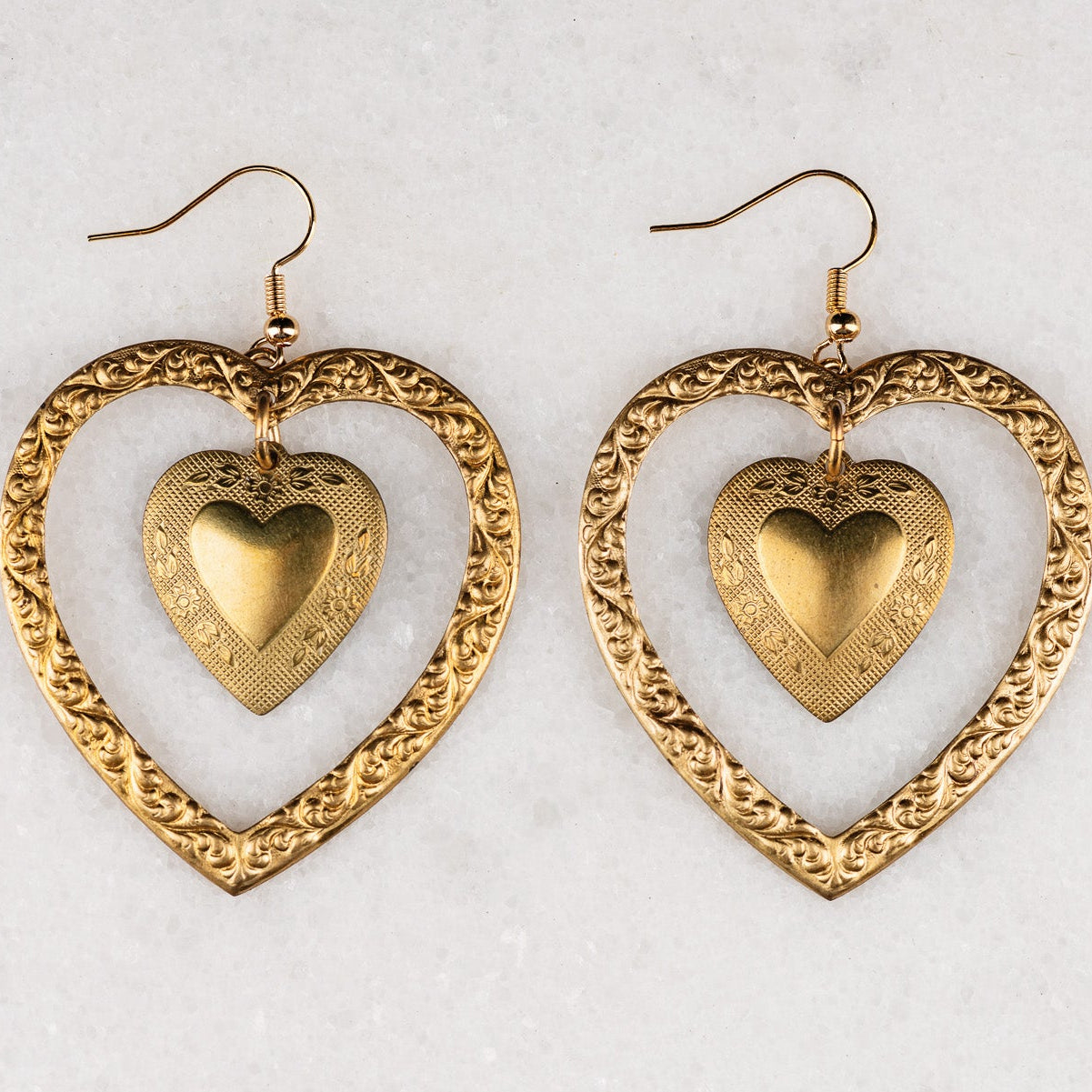 Heart Earrings | Vintage Jewellery | Handmade in Australia | Metal Work