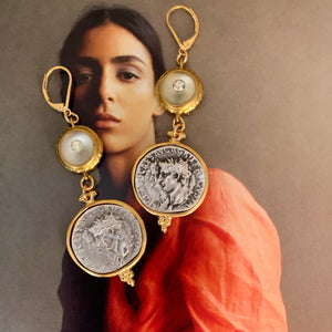 Moonstone | Gold and Silver Coin Earrings | Handmade in Australia | Boho Luxe