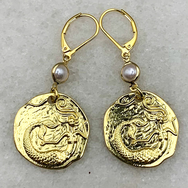 Mermaid Earrings | Gold | Handmade in Australia | Pearl | Bohemian Style