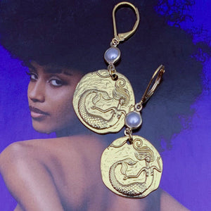 Mermaid Earrings | Gold | Handmade in Australia | Pearl | Bohemian Style