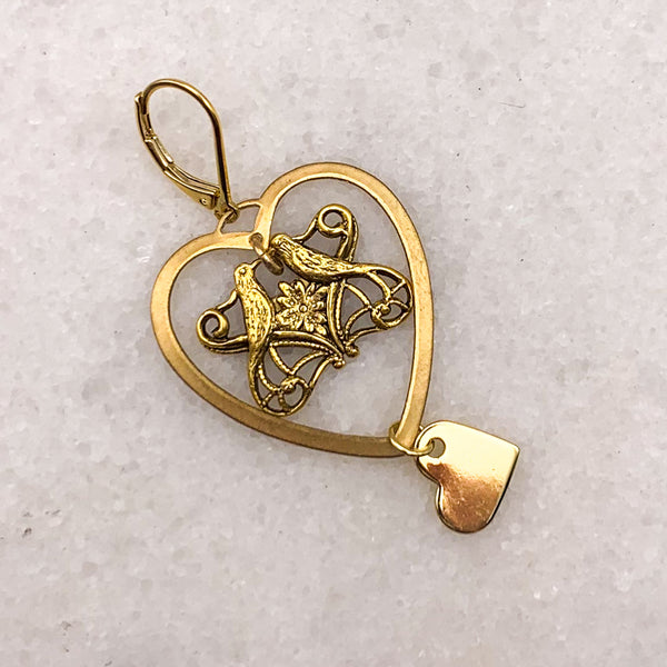 Love Bird Earrings | Vintage Art Nouveau | Handmade in Australia | Gold Filled