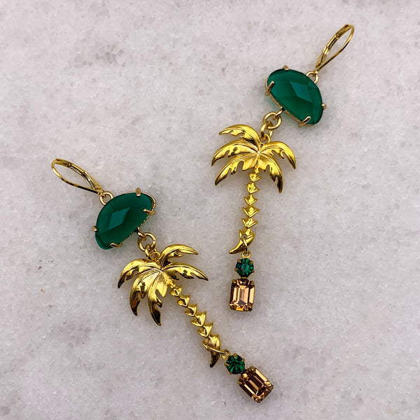 Emerald Earrings | Palm Tree | Vintage | Handmade in Australia