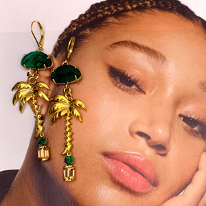 Emerald Earrings | Palm Tree | Vintage | Handmade in Australia