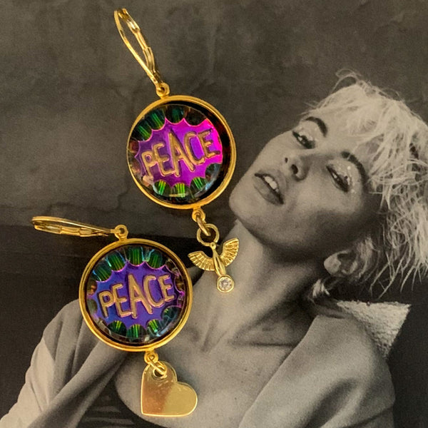 Peace Earrings | Vintage 1970 | Handmade in Australia | Gold Filled