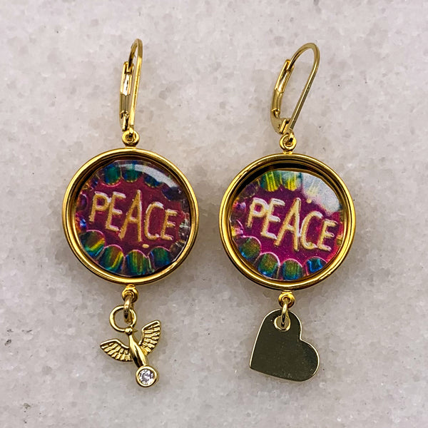 Peace Earrings | Vintage 1970 | Handmade in Australia | Gold Filled