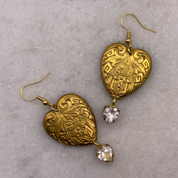 Heart Earrings | Art Deco Jewellery | Handmade in Australia | Vintage Style