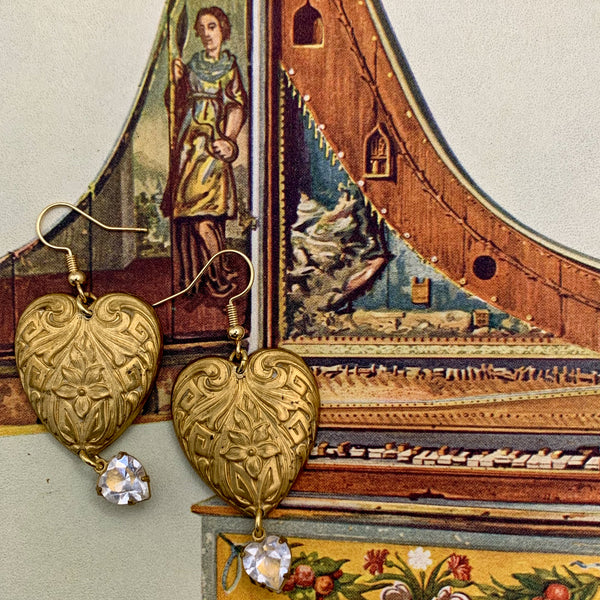 Heart Earrings | Art Deco Jewellery | Handmade in Australia | Vintage Style
