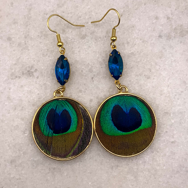 Feather Earrings | Peacock | Vintage | Handmade in Australia