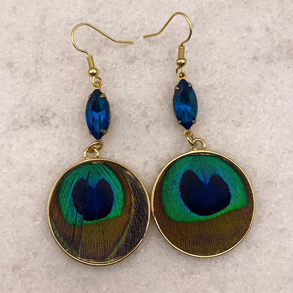 Feather Earrings | Peacock | Vintage | Handmade in Australia