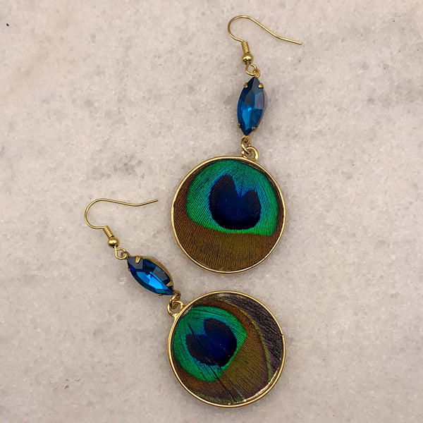 Feather Earrings | Peacock | Vintage | Handmade in Australia