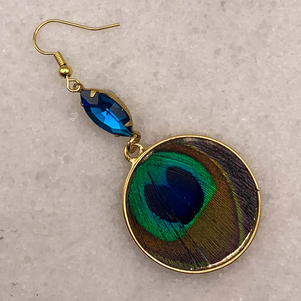 Feather Earrings | Peacock | Vintage | Handmade in Australia