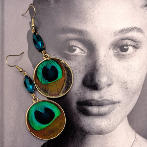Feather Earrings | Peacock | Vintage | Handmade in Australia