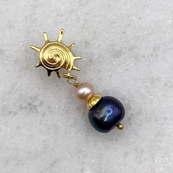 Pearl Earrings | Prussian Blue Pearl | Pink Pearl | Made in Australia