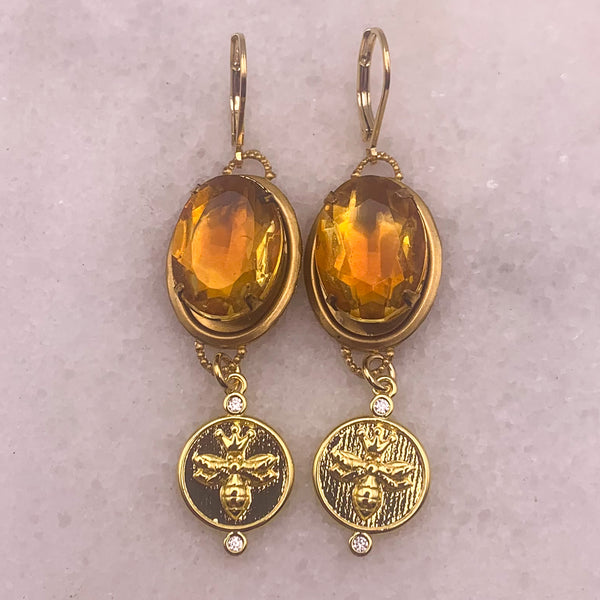 Gold Bee Charm | Amber Crystal | Handmade in Australia 