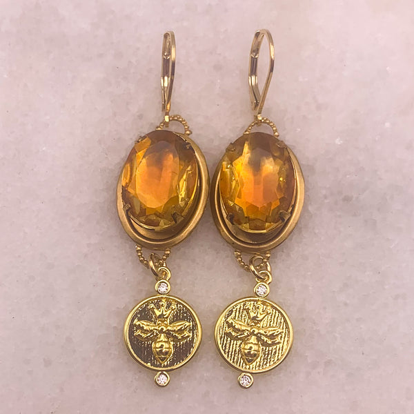Gold Bee Charm | Amber Crystal | Handmade in Australia 