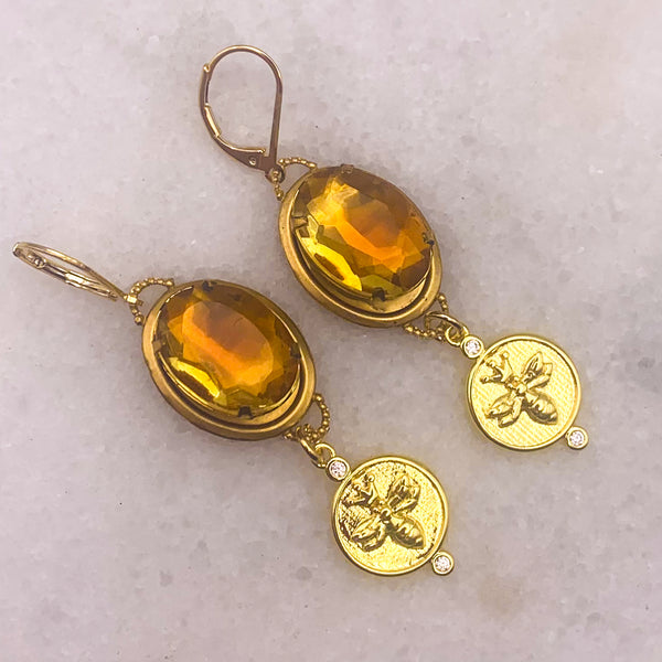 Gold Bee Charm | Amber Crystal | Handmade in Australia 