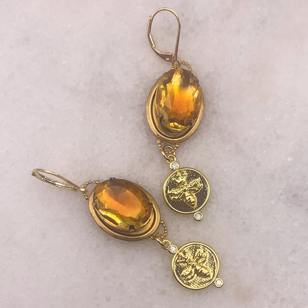 Gold Bee Charm | Amber Crystal | Handmade in Australia 